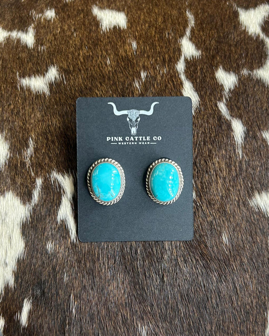 Blue Turquoise Round Studs *Native