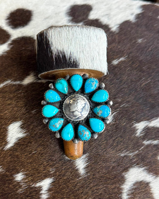 Turquoise 1939 Liberty Coin Cluster Ring *Native