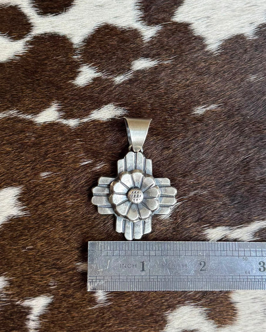 Sterling Flower Cross Pendant *Native