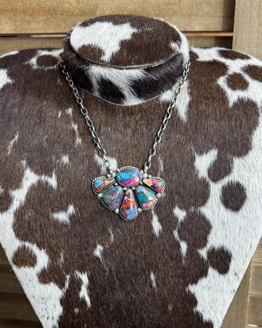 Pink Dahlia Half Cluster Necklace *Native