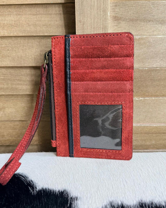 Suede Red Heart Wristlet