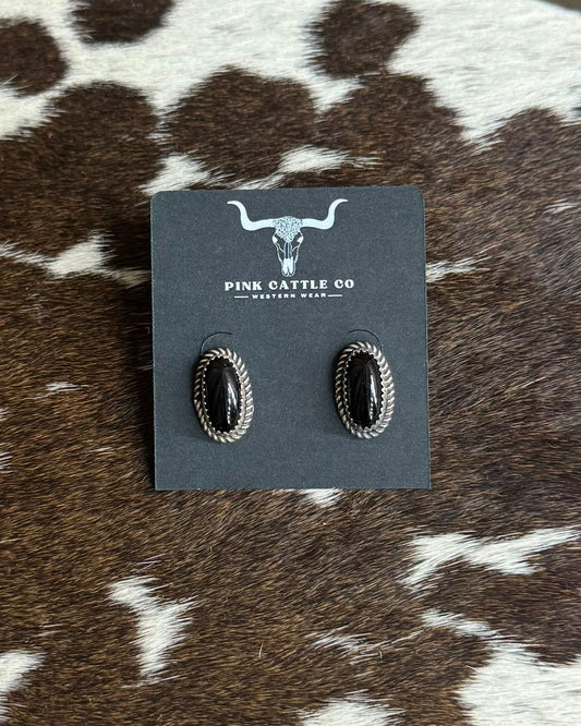 Black Onyx Oval Studs *Native