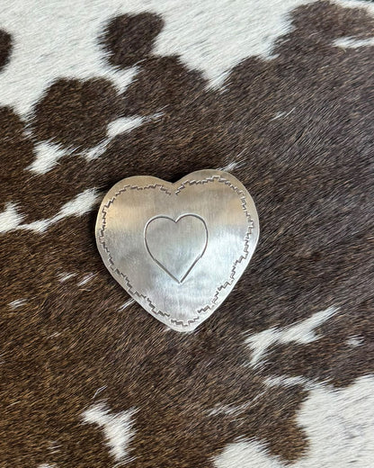 Silver Stamped Heart Pin *Native