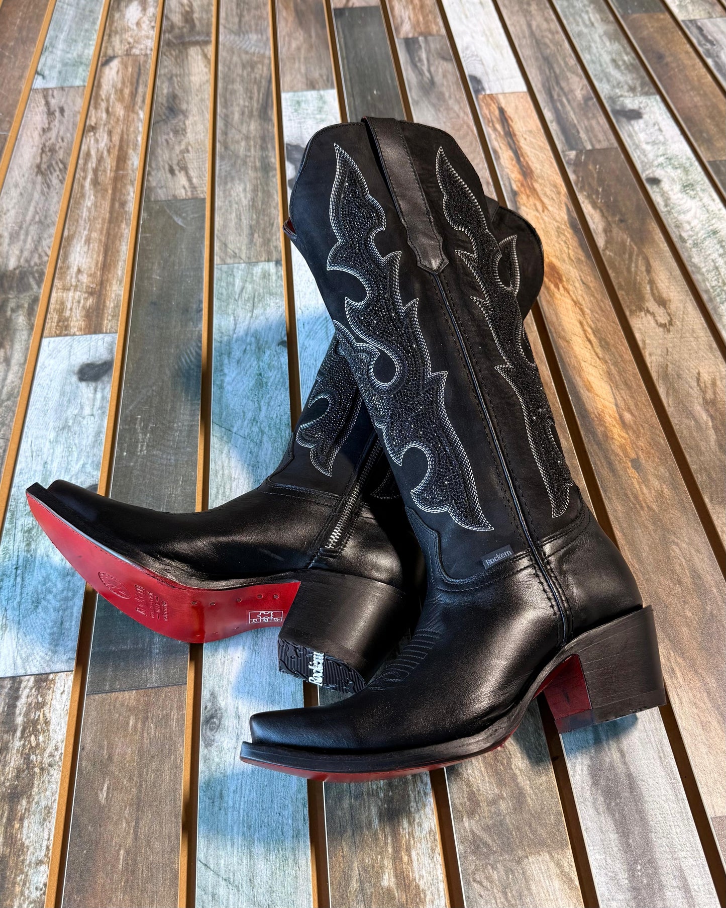 Makayla Red Bottoms Rhinestone Snip Toe Boot*Size Down