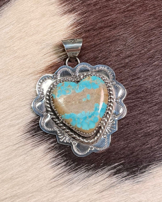 Boulder Turquoise Heart Pendant *Native