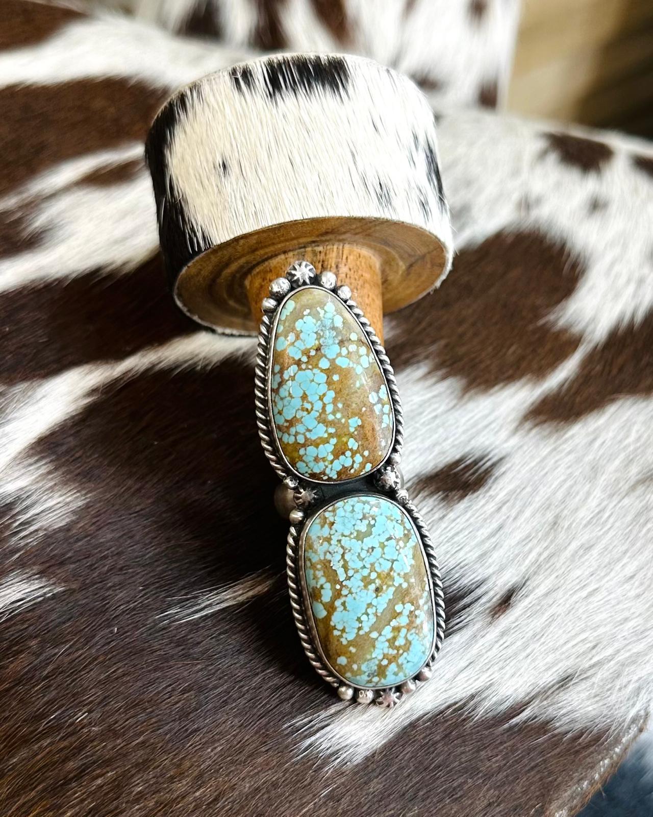 Eugene Belone #8 Adjustable 2 Stone Ring *Native