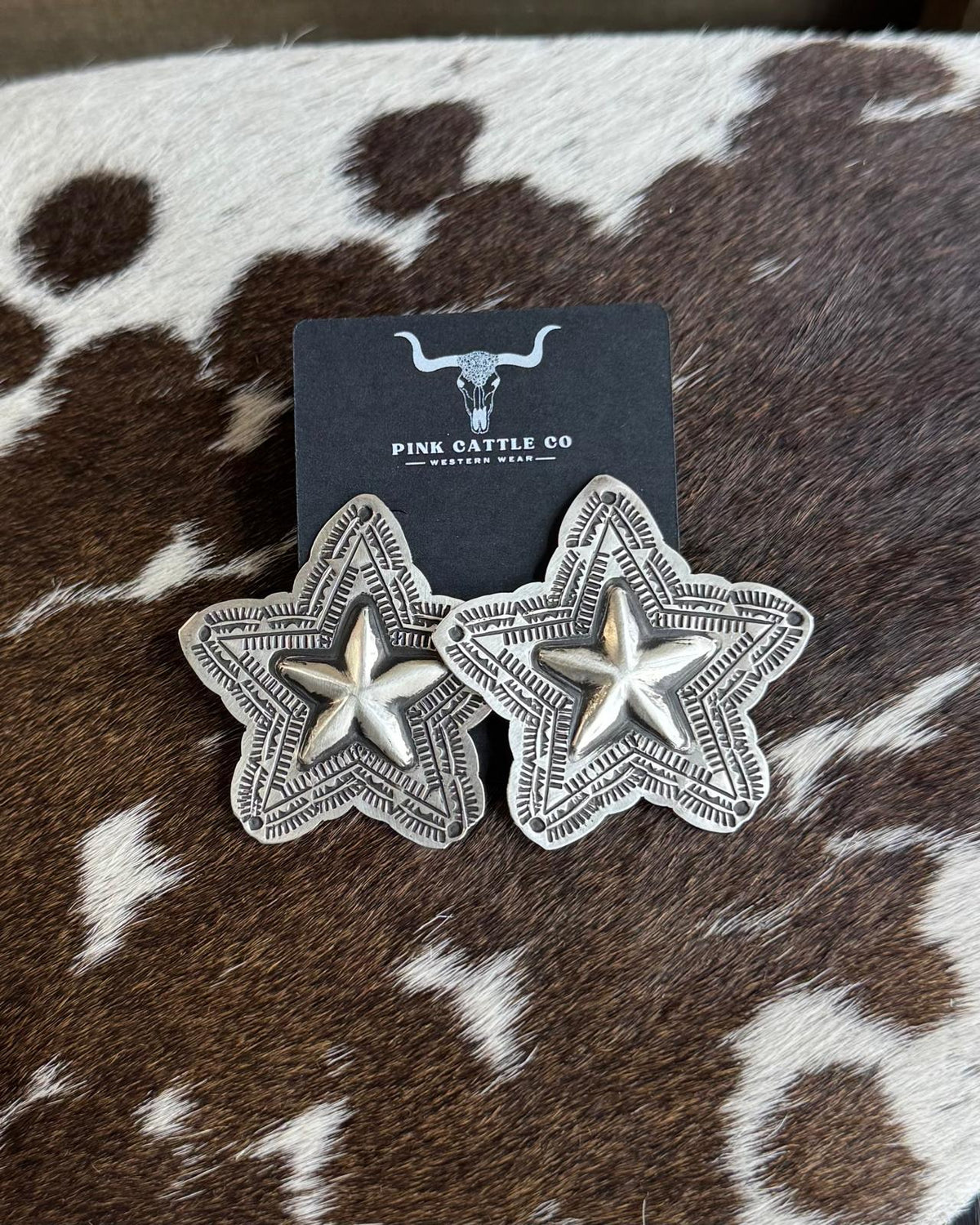L.Tahe Silver Star Earrings * Native