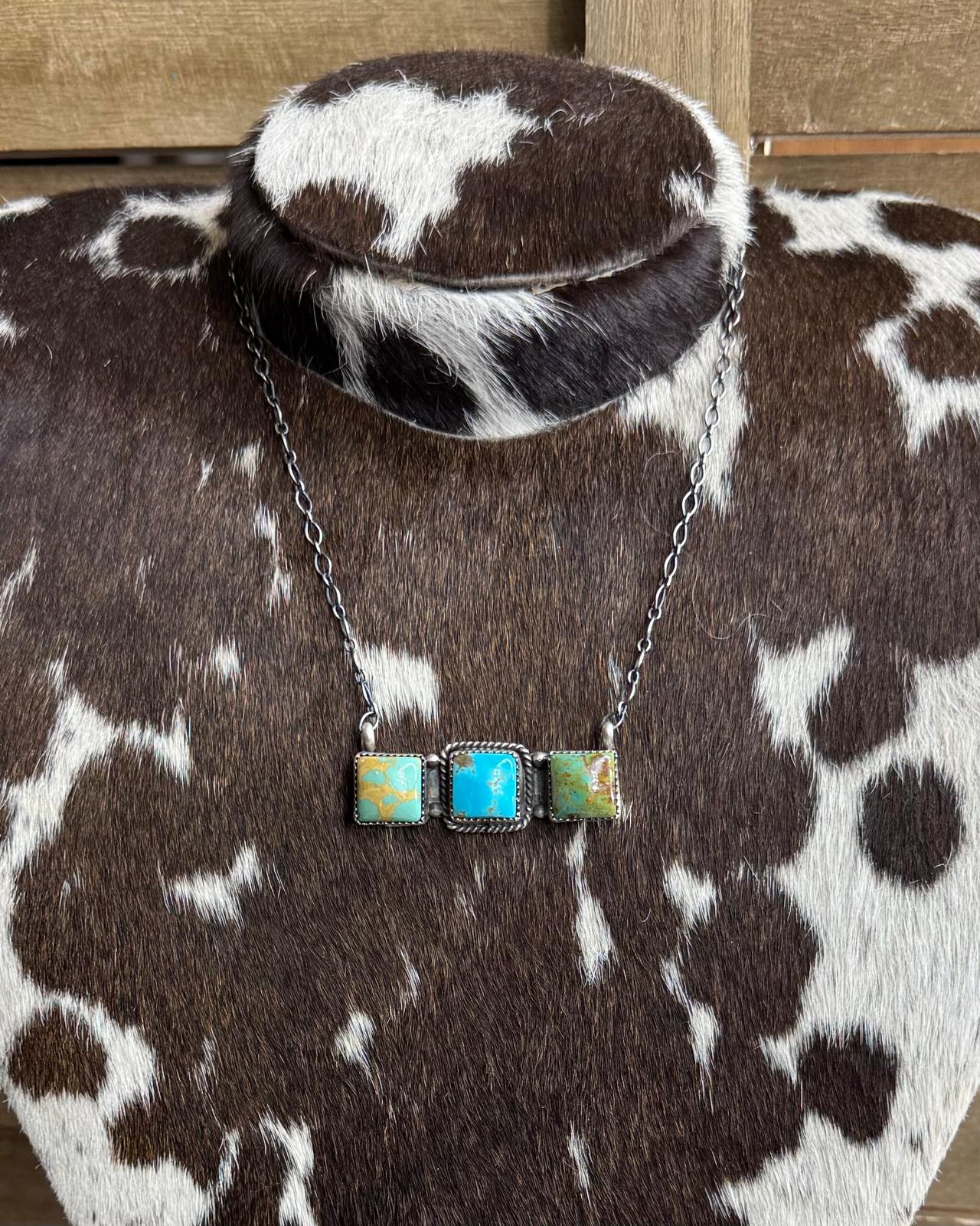 3 Square Mixed Stone Necklace *Native
