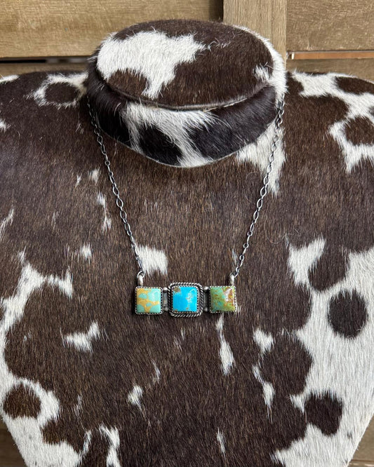 3 Square Mixed Stone Necklace *Native