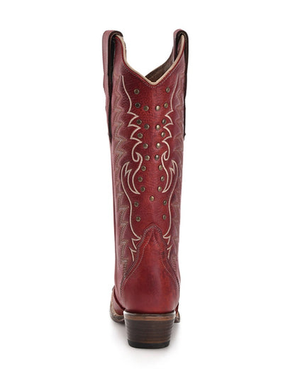 Circle G Red Embroidery Stud Cowgirl Boots