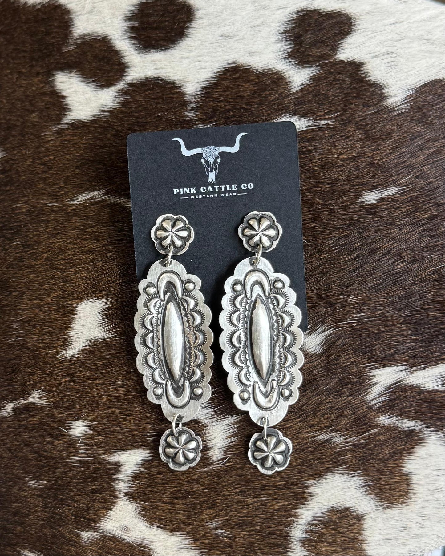 Sterling Oval Dangle Earrings *Native