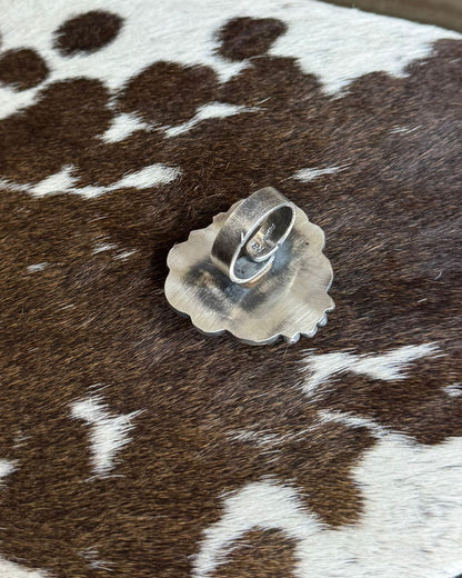 Orange Spiny Heart Ring Adj *Native