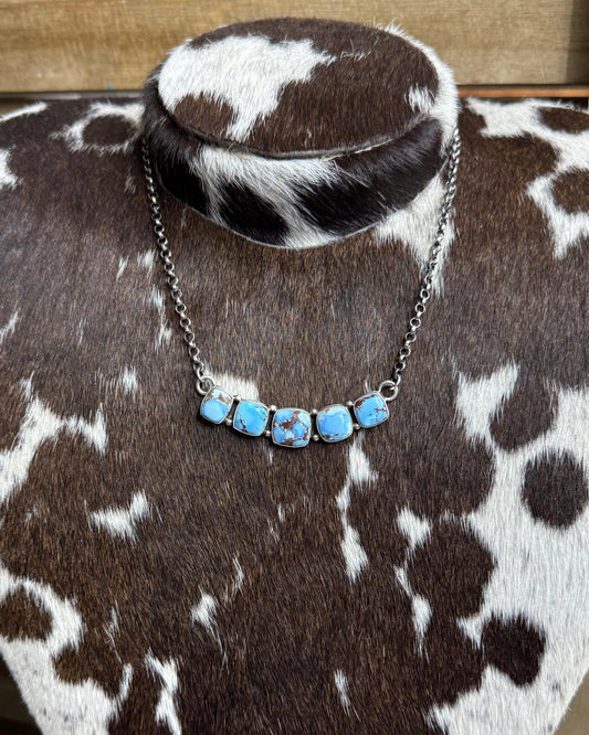 21” Golden Hills 5 Stone Square Necklace *Native