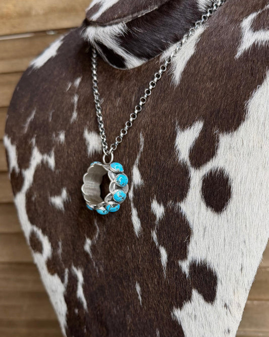 18" Scalloped Turquoise Necklace *Native