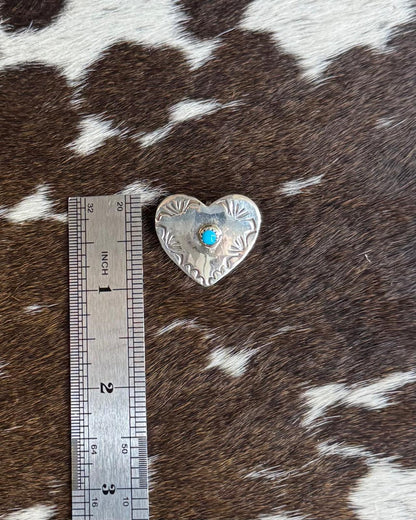 Silver One Stone Heart Pin/ Pendant *Native
