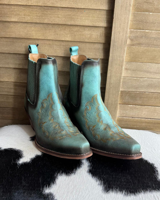 Turquoise Chelsea Boots *SIZE DOWN