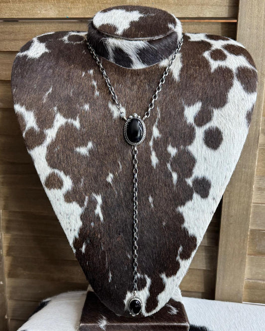 Black Onyx Roynd 2 Stone Lariat *Native