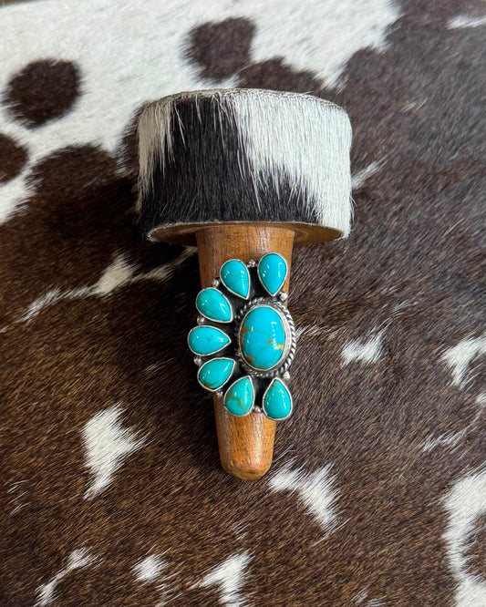 Turquoise Half Cluster Ring *Native