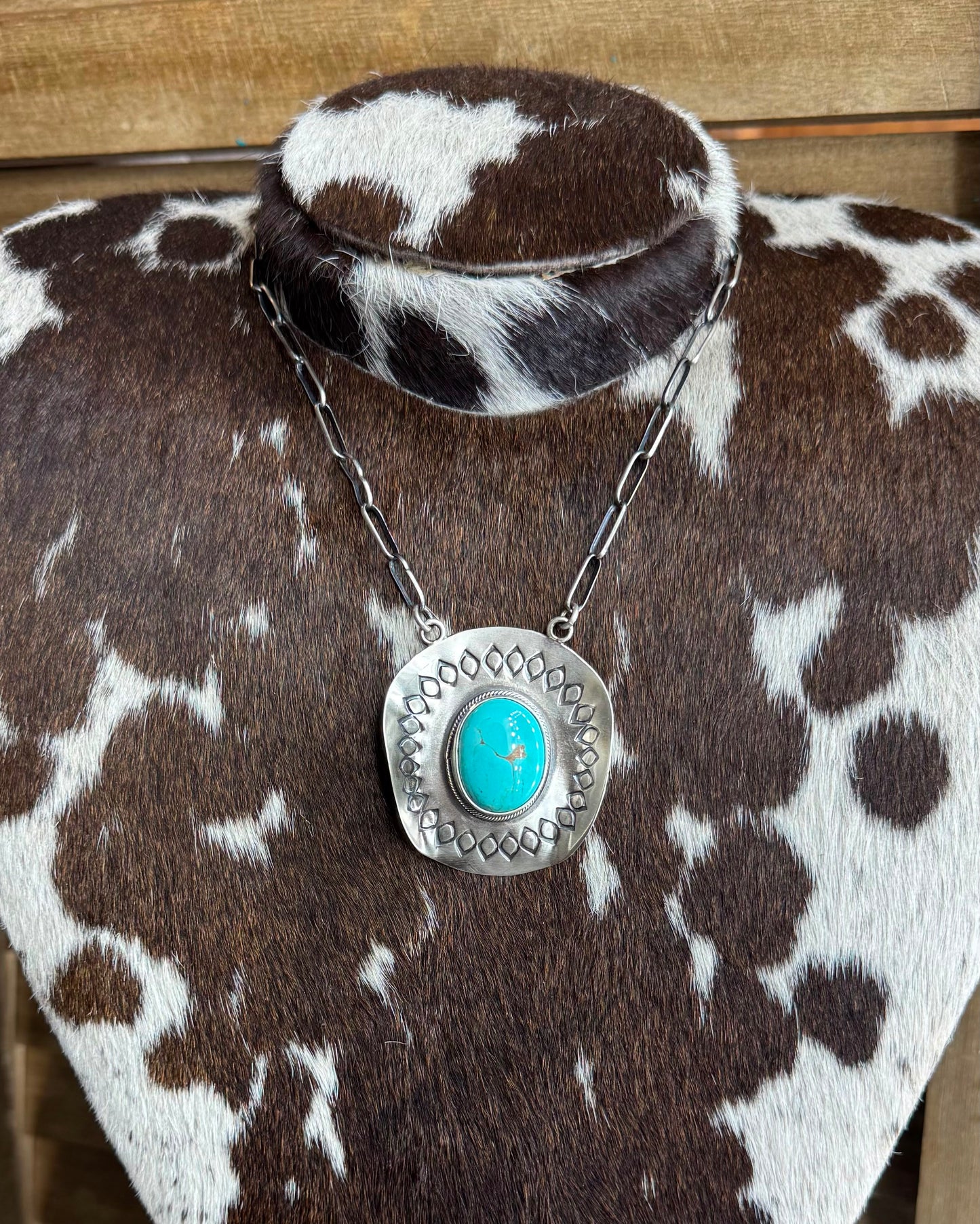 Turquoise & Silver Hat Necklace *Native