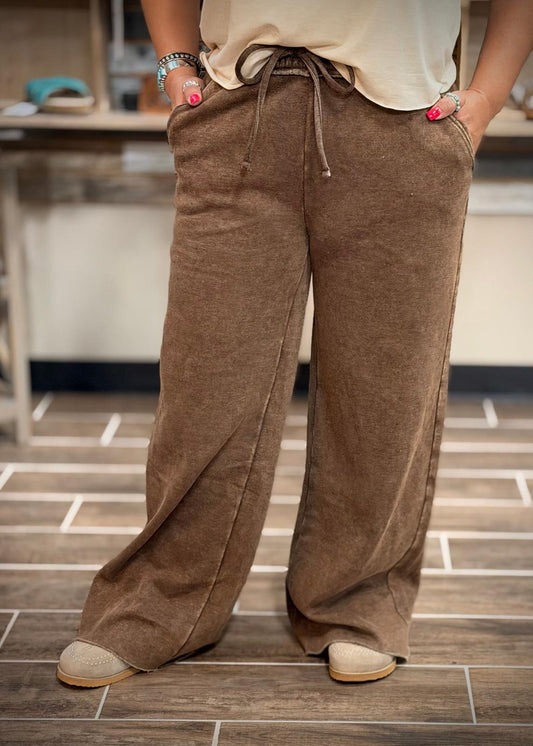 Chocolate Mineral Wash Warm Up Pants