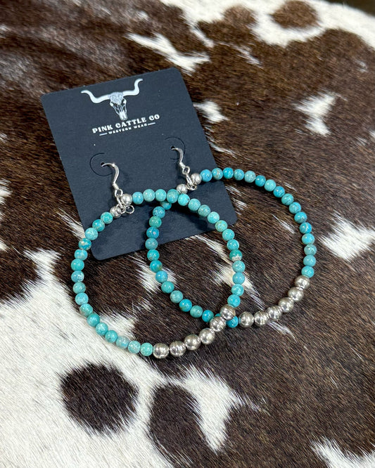 Turquoise Pearl Hoops