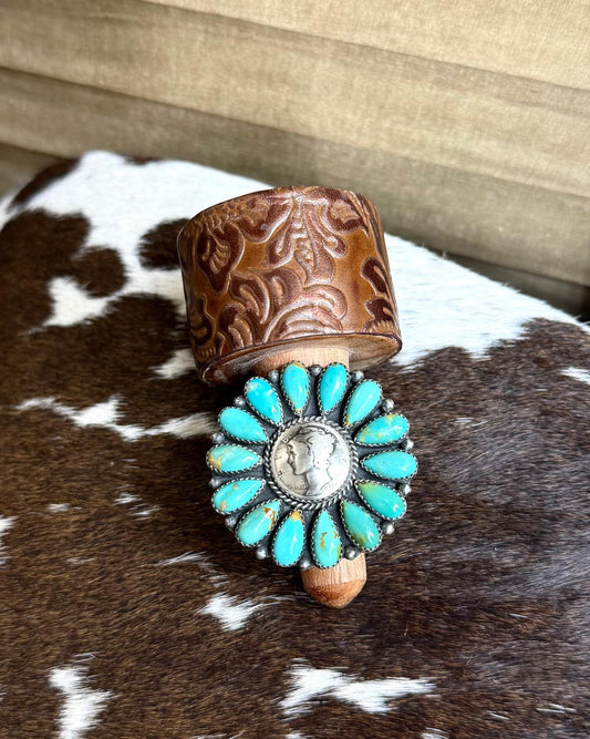 Turquoise 1928 Liberty Coin Cluster Ring *Native