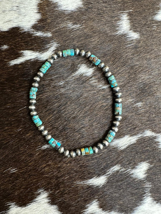 Sterling Pearl Heishi Stretch Bracelet