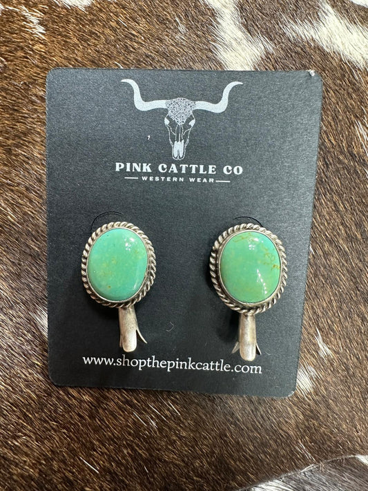 Green Flower Blossom Earrings