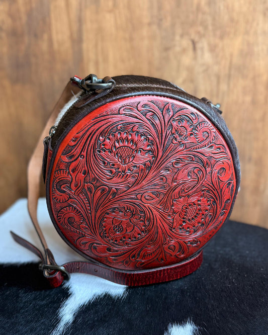 American Darling Cowhide Red Tooled Canteen
