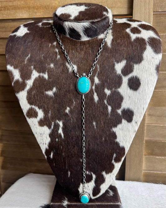 Turquoise 2 Stone Lariat *Native