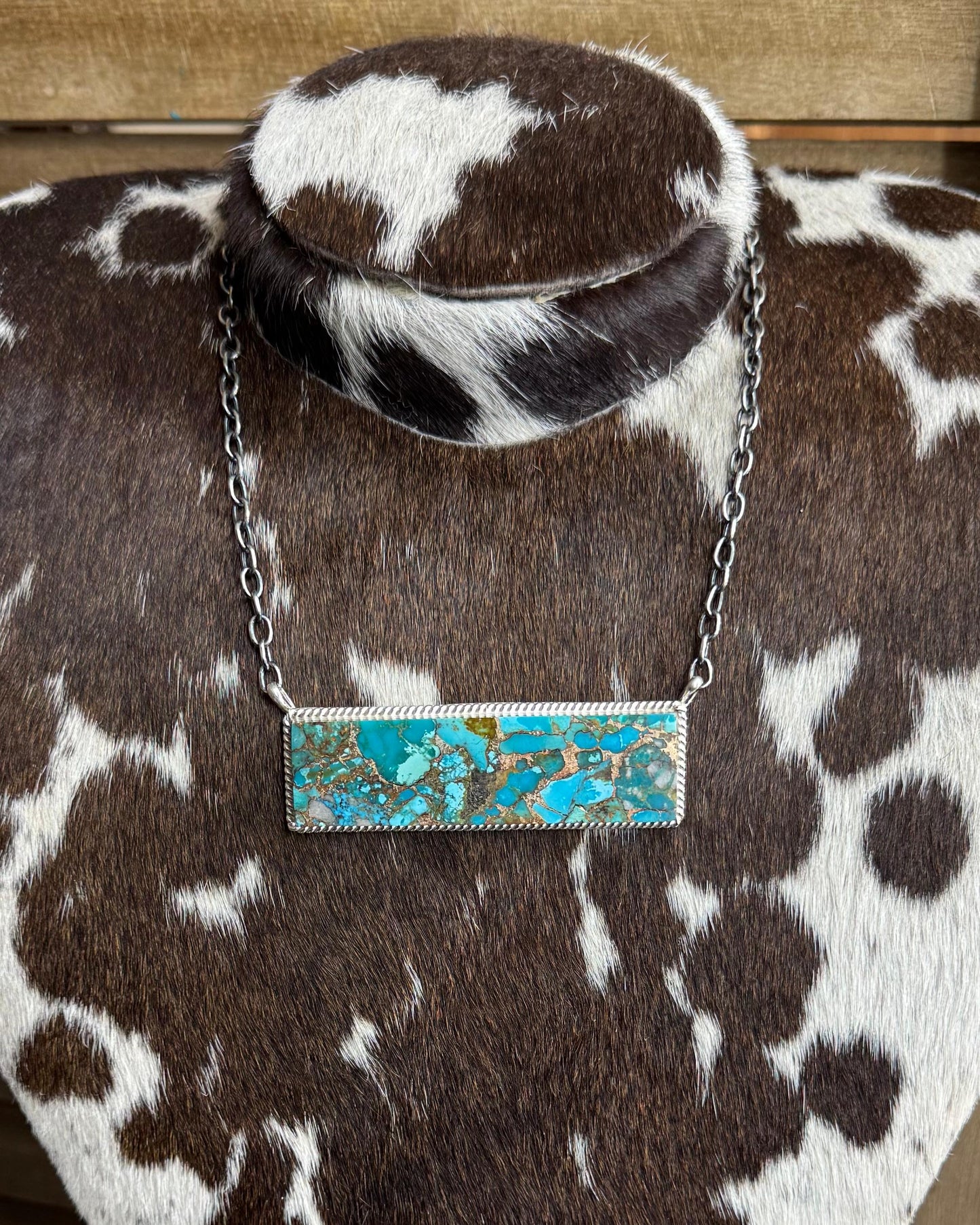 XL Copper Turquoise Bar Necklace *Native