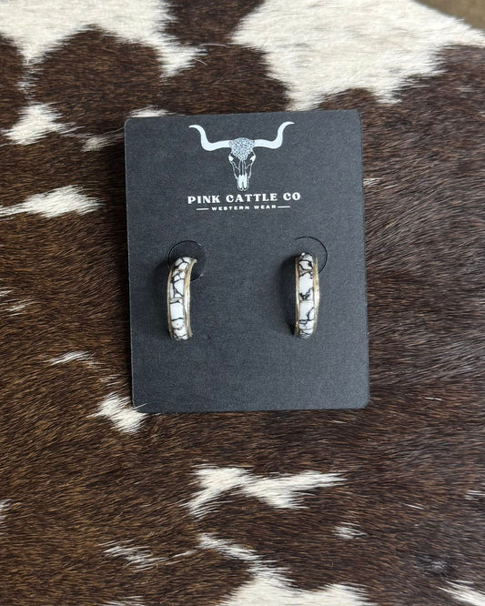White Buffalo Inlay Hoops *Native