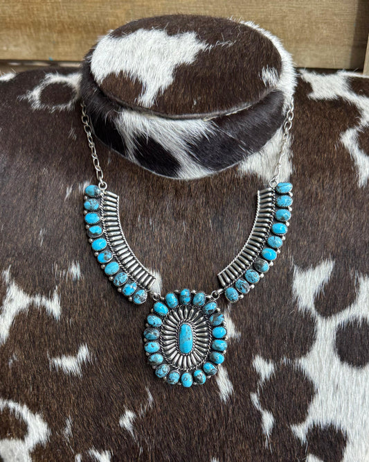 Turquoise Sunburst Cluster Necklace *Native