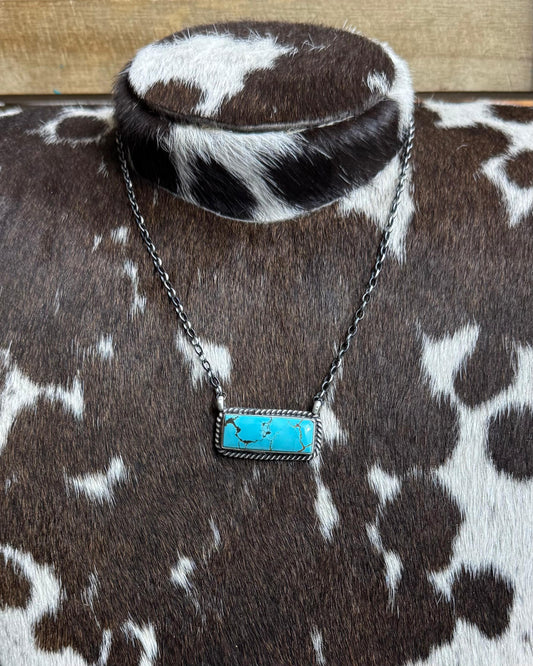 17" Turquoise Bar Necklace *Native