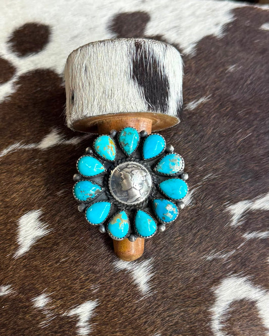 Turquoise 1939 Liberty Coin Cluster Ring *Native