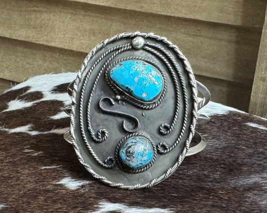 Vintage Oval 2 Stone Cuff  *Native