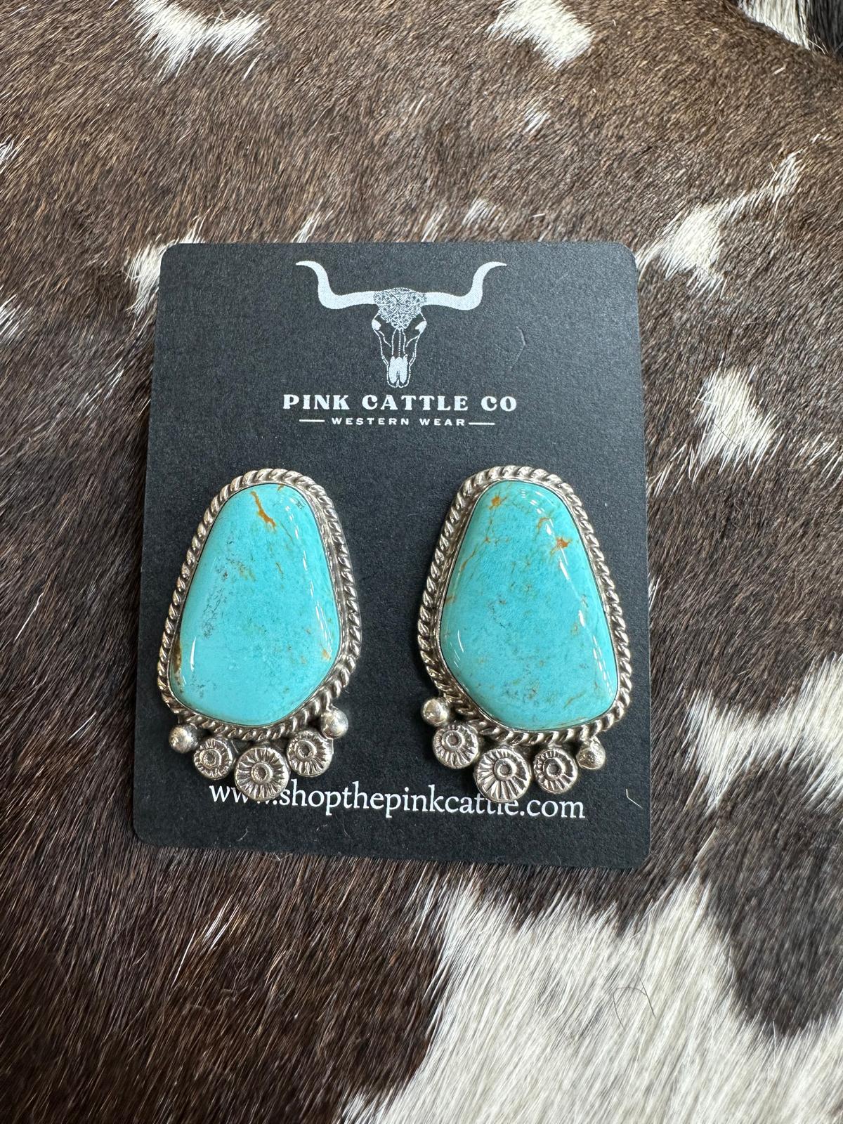 Border Concho Turquoise Studs