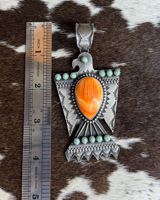 Thunderbird Orange Spiny Pendant *Native