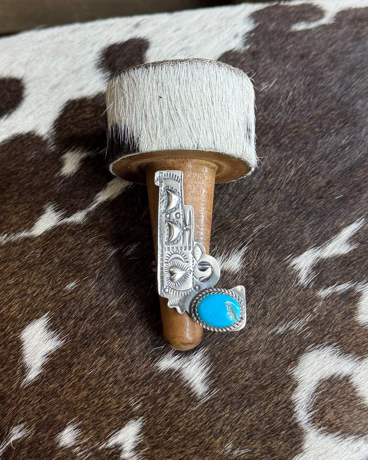 Heart Stamped Gun Adj. Ring *Native