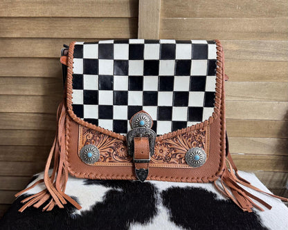 AD Checkered with Concho Purse