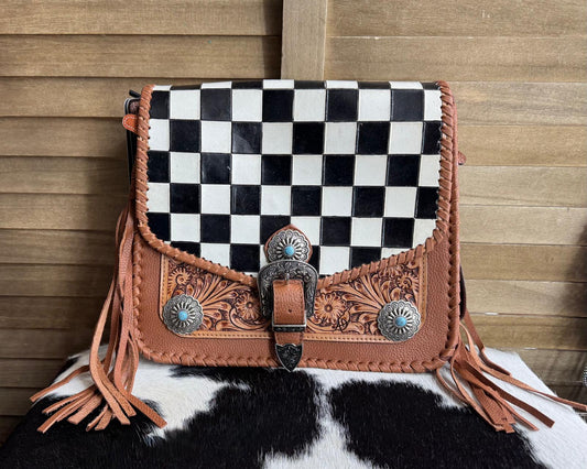 AD Checkered with Concho Purse