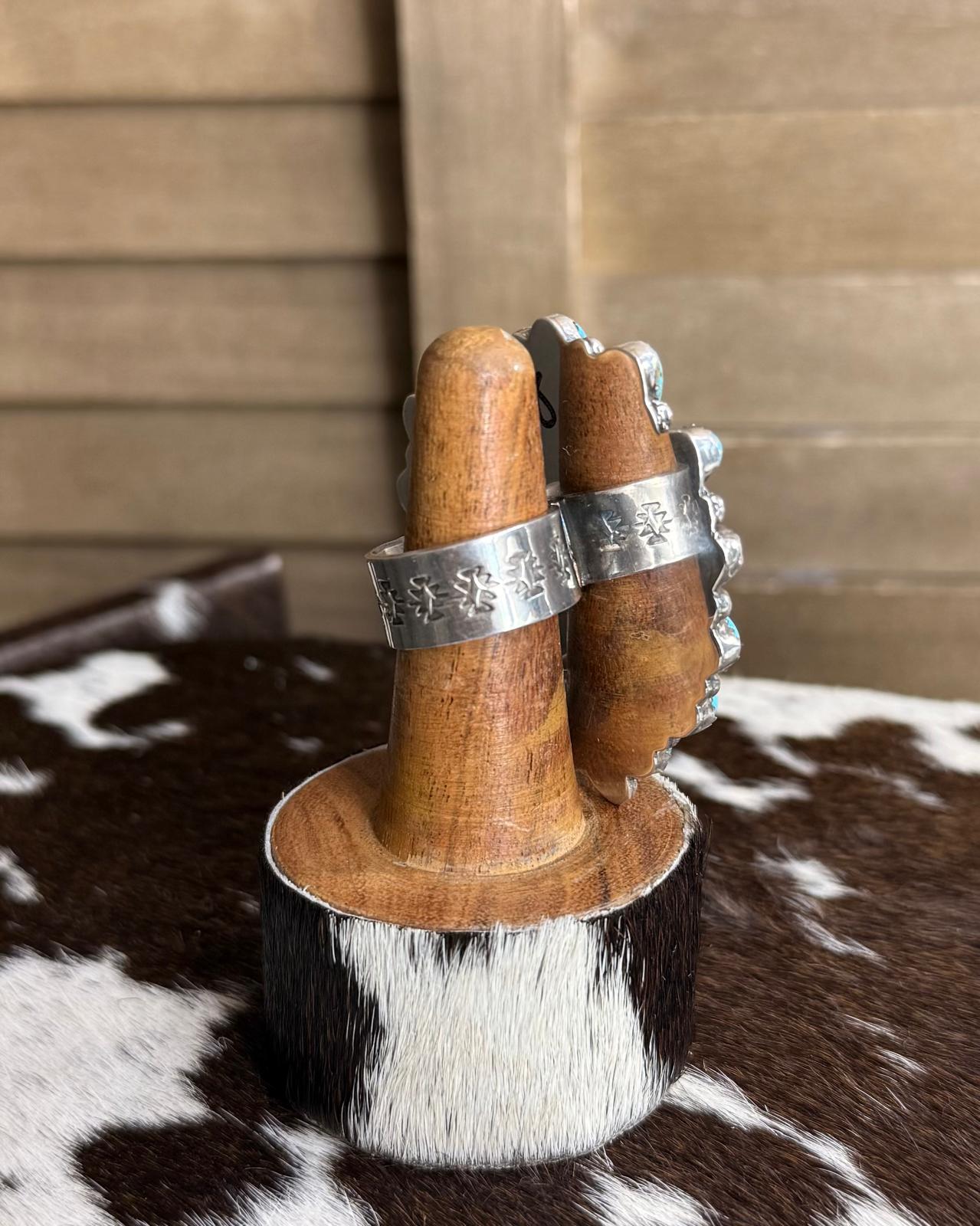 Turquoise & Black Onyx Heart Cluster Ring *Native