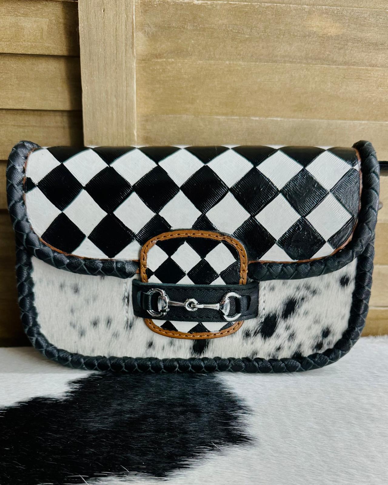 Snaffle Bit black & White Checkered Bag