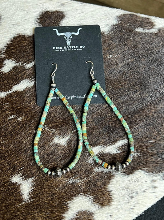Green Heishi Teardrop Earrings