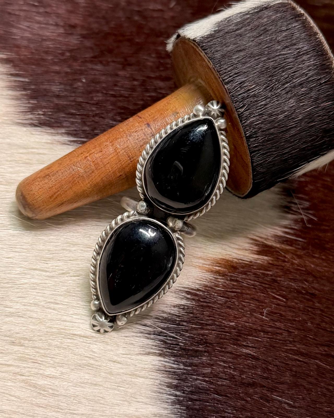 Black Onyx Double Stone Ring *Native