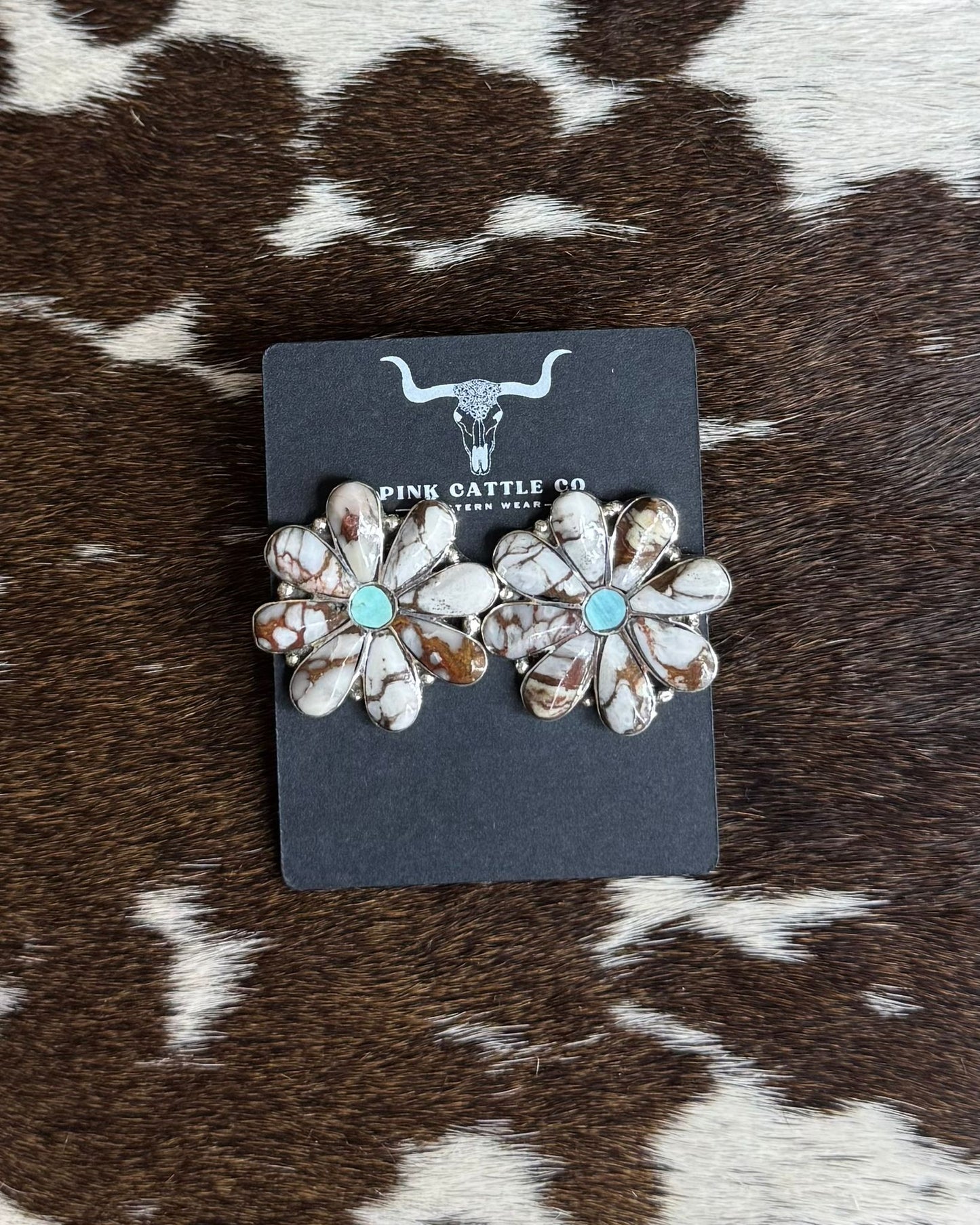 Flower Wild Horse & Kingman Earrings *Native