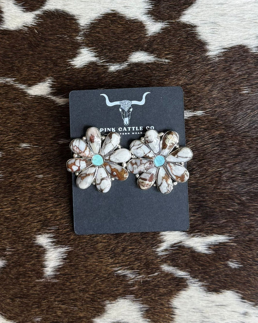Flower Wild Horse & Kingman Earrings *Native