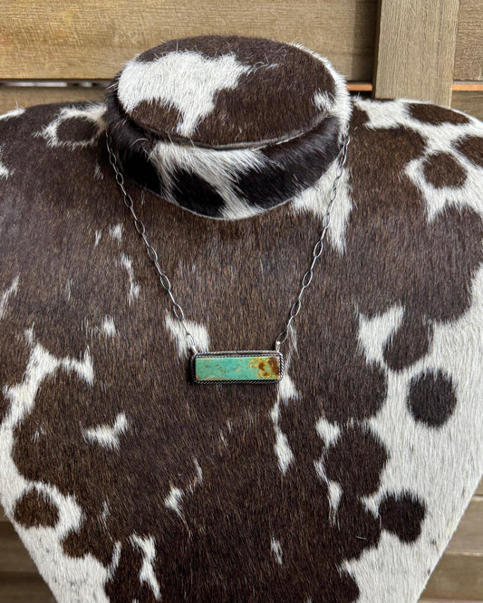 Green Turquoise Bar Necklace *Native