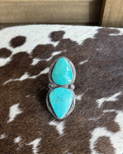 Sz 10 2 Stone Teardrop Ring