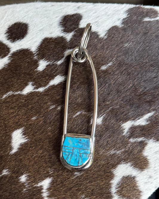Inlay Blue Turquoise Safety Pin *Native